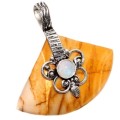 Natural Mookaite and Rainbow Moonstone Pendant in .925 Sterling  Silver