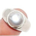 Classic White Pearl .925 Silver Ring Size US 9 or R1/2