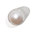 Handmade Classic White Pearl .925 Silver Ring Size US 8.5 OR Q1/2
