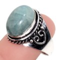 Natural Aquamarine Gemstone .925 Sterling Silver Ring Size US 9 or R1/2