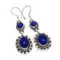 Natural Lapis Lazuli Gemstone .925 Silver Earrings