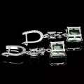 Emerald Cut Forest Green Emerald Doublet White CZ Earrings in Solid .925 Silver