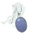 Lavender Chalcedony Faceted Oval Gemstone 925 Silver Pendant