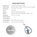 Israeli- Natural Multi -Gemstone in Solid .925 Sterling Silver Pendant
