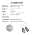 Natural Pink Rose Quartz Antique Style .925 Silver Earrings