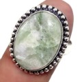 Captivating Natural Aqua Seraphinite Gemstone  .925 Silver Ring Size US 10