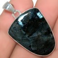 Norwegian Natural Larvikite -Black Moonstone, Gemstone Solid .925 Silver Pendant