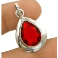 10 Cts Fire Garnet Solid .925 Sterling Silver Pendant
