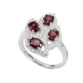 Top Natural Unheated Rhodolite Garnet, Cubic Zirconia Solid .925 Sterling Silver Ring US 7.25