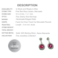 Antique style Pink Red Ruby Gemstone, Marcasite and Solid .925 Sterling Silver Earrings
