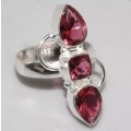 Pretty Ruby Pink Quartz, 925 Sterling Silver Ring Size Us 8.5 / UK Q 1/2