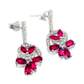 Dazzling Ruby and White Topaz Solid .925 Sterling Silver Earrings