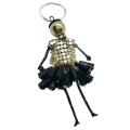 Trendy Womens Key Ring Or Handbag Charm Or Necklace In Black And Gold