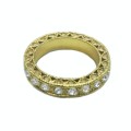 Sparkly White Cubic Zirconia Eternity Gold Plated Cocktail Ring Size US 7 Import