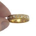 Sparkly White Cubic Zirconia Eternity Gold Plated Cocktail Ring Size US 7 Import