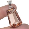 Faceted Morganite Oval .925 Silver Pendant