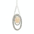 Dainty Soft Pink Fire Opal, White CZ Gemstone 925 Sterling Silver Necklace