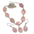Natural Pink Rose Quartz .925 Sterling Silver Necklace