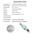 Natural Peruvian Amazonite Gemstone .925 Silver Bangle