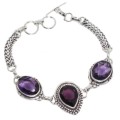 Purple Amethyst Gemstone .925 Silver Bracelet