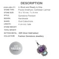 Natural Purple Amethyst, Caribbean Larimar Gemstone .925 Silver Pendant
