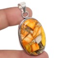 Natural Brecciated Bumble Bee Jasper Pendant .925 Sterling  Silver