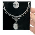 Victorian Style Natural Rainbow Moonstone.925 Silver Necklace