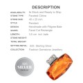 FACETED COGNAC CITRINE GEMSTONE FASHION PENDANT .925 STERLING  SILVER