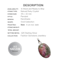 Natural Ruby Crystal Gemstone .925 Sterling Silver Pendant