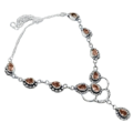 Feature Piece Faceted Peach Quartz Gemstone .925 Sterling Silver Necklace