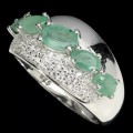22.2 Ct Natural Brazilian Emerald, CZ Solid .925 Sterling Silver Size 7 or O