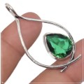 Emerald Quartz Pear Gemstone 925 Silver Pendant