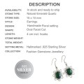 Natural Indian Emerald Quartz, Pearl Gemstone .925 Silver  Earrings