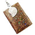 78.5 Cts Natural Ethiopian Fire Opal In Pyrite Set In Solid. 925 Sterling Silver Pendant