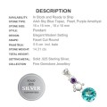14.31 cts Sky Blue Topaz Pearl and Purple Amethyst Solid .925 Sterling Silver Pendant