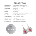 1 cts Pink Sapphire and White Topaz Gemstone in Solid .925 Sterling Silver Earrings