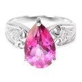 Deluxe Portuguese Cut Pink Topaz Gemstone Solid .925 Sterling Silver Ring Size 6.5 or N