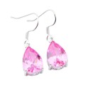 Elegant Handmade Pink Topaz Pear Shape Gemstone Silver Necklace and Earrings Set