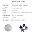 Handmade Sapphire Quartz and Purple Chalcedony Jhumki .925 Silver Stud Earrings