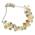 100% Natural Sunny Citrine Pears Gemstone Non Tarnish Hypoallergenic Stainless Steel Chain Necklace