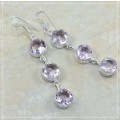 Handmade Pastel Pink Topaz Gemstone .925 Silver Earrings