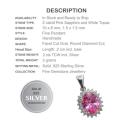 2 cts Pink Sapphire and White Topaz Gemstone Solid .925 Silver Pendant