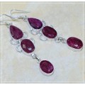 Enchanting Indian Cherry Ruby Earrings Set In .925 Silver