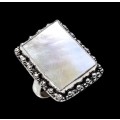 Wonders of Nature Incredible Mother of Pearl . 925 Silver Ring Size 8 OR Q