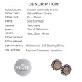 Natural Pink Rose Quartz Gemstone .925 Silver Stud Earrings