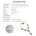 Handmade Golden Rutile Quartz  925 Sterling Silver Necklace