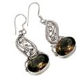 Indonesian Bali Java Natural Smoky Topaz Solid .925 Sterling Silver Earrings