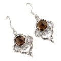 Indonesian 7.53 Cts Natural Smoky Quartz in Solid .925 Sterling Silver Earrings