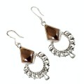 Earth Mined Real Stones 10.93 Cts Natural Smoky Quartz .925 Sterling Silver Earrings