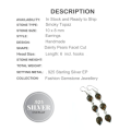 Handmade Dainty Smoky Topaz Pears Gemstone .925 Silver Earrings